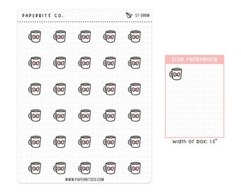 Cute Coffee Mug Icons (ST-086) - 1 Sticker Sheet // For Planners and Bullet Journals