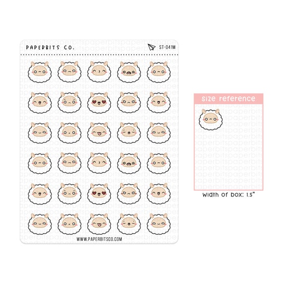 Cute Sheep Expression Icons (ST-041) - 1 Sticker Sheet // for