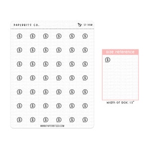 Cute Dollar Sign Bubble Icons (ST-145) - 1 Sticker Sheet // For Planners and Bullet Journals