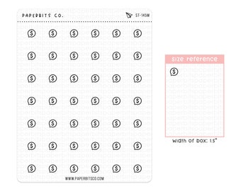 Cute Dollar Sign Bubble Icons (ST-145) - 1 Sticker Sheet // For Planners and Bullet Journals