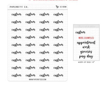 Script Stickers - CUSTOM LISTING (SC-000) - 1 Sticker Sheet // For Planners and Bullet Journals