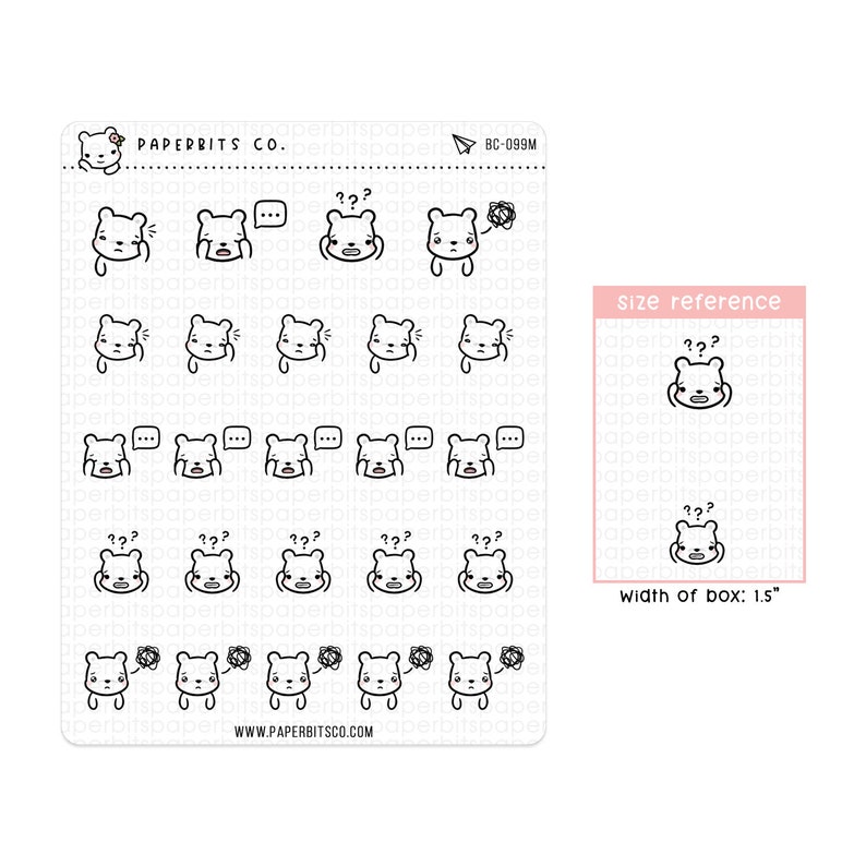 Bear Character Intrusive Thoughts BC-099 1 Sticker Sheet // For Planners and Bullet Journals image 1