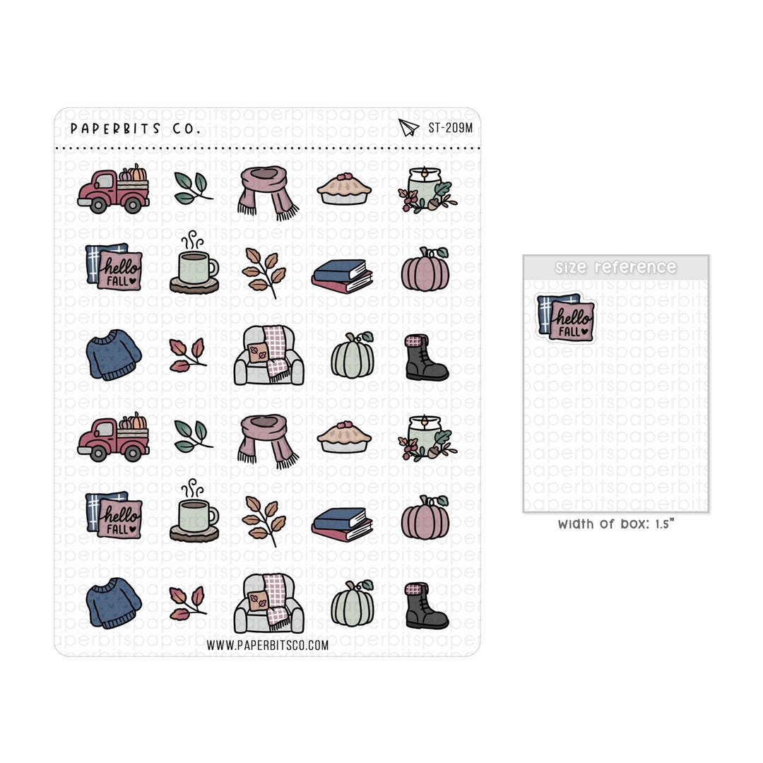 Cute Cozy Fall Icons (ST-209) - 1 Sticker Sheet // for Planners and ...