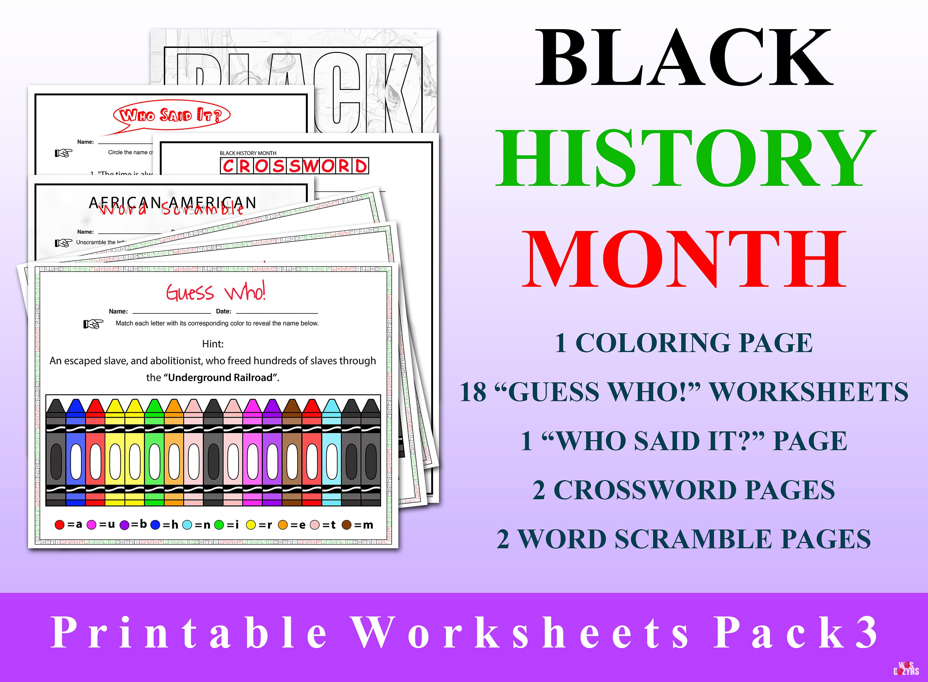 black history worksheets 3 printable digital download etsy