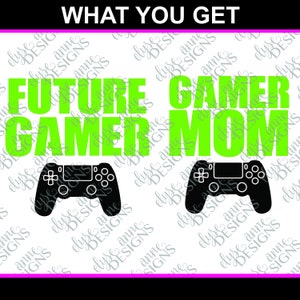 SVG/DFX/PNG Download instantâneo: Gamer Mom Future Gamer - Sublimação - Silhueta/Cricut - Playstation - Jogos - Mãe e filho - Presente de banho