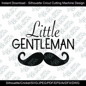 SVG/DXF - Little Gentelman - Download instantâneo Silhouette Cricut (Art/Saying) Presente de chá de bebê - Bebê menino - Roupa de recém-nascido/hospital - Criança