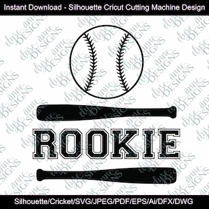 SVG/DFX Instant Download: Rookie - Thème Baseball - Tenue Garçon Bébé/Bambin - Fichier Silhouette/Cricut - Cadeau Baby Shower - Sports - Nouveau-né