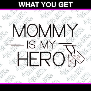 SVG/DFX Instant Download: Mommy is my Hero Airforce - Tema Militar - Roupa Infantil - Silhueta/Arquivo Cricut - Dia das Mães - Serviço - EUA