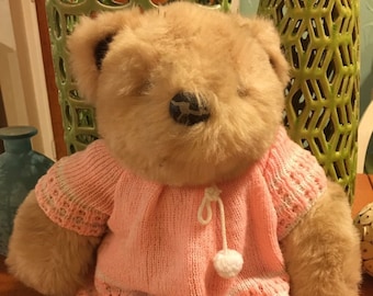 Teddy Bear With Pink And White Sweater Plush