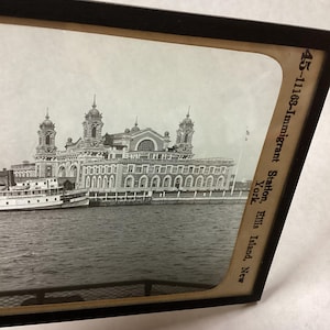 Immigrant Station Ellis Island New York, Antique Magic Lantern Glass Slide Photo * Keystone View Company; United States immigration history