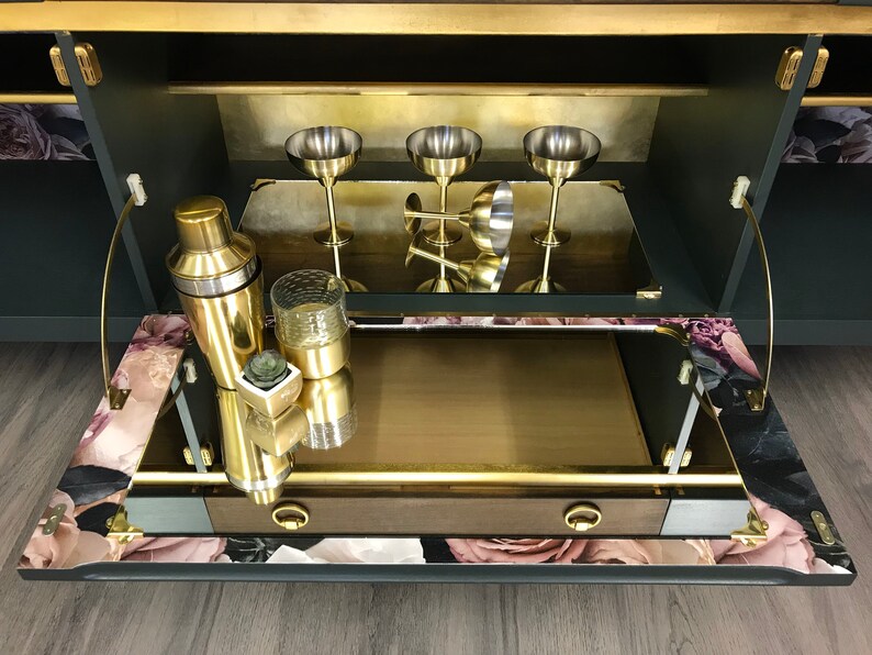 SOLD Nathan Sideboard Drinks Cabinet And Cocktail Bar 24ct Gold Exclusive Design image 8