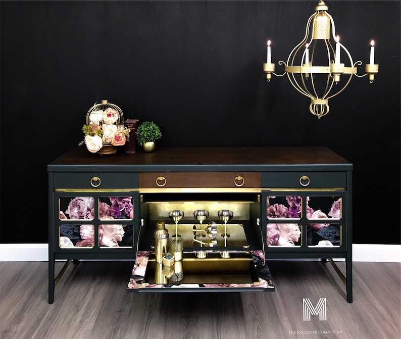 SOLD Nathan Sideboard Drinks Cabinet And Cocktail Bar 24ct Gold Exclusive Design image 1