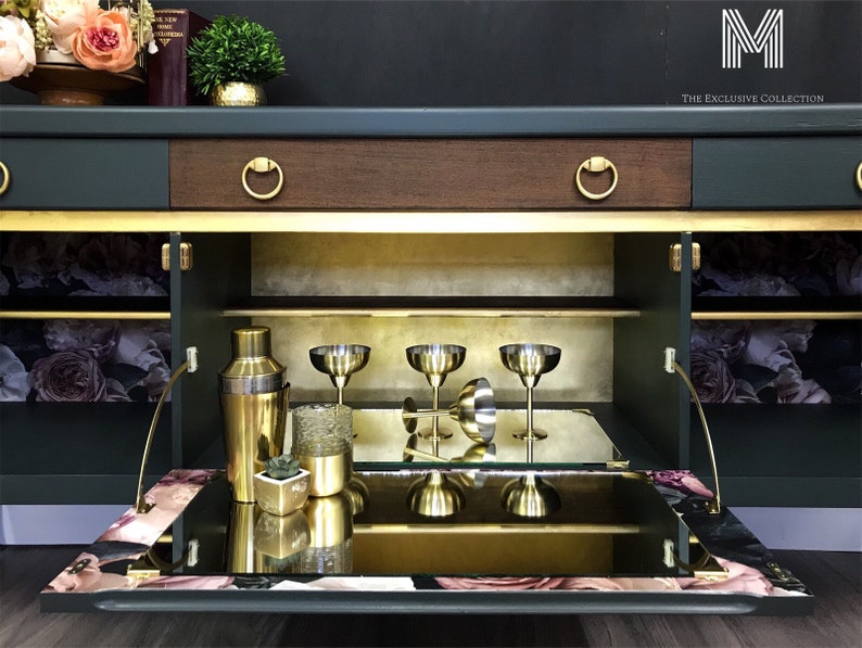 SOLD Nathan Sideboard Drinks Cabinet And Cocktail Bar 24ct Gold Exclusive Design image 9