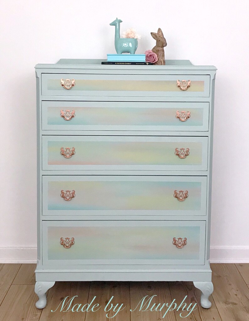 Sold Bespoke Vintage Chest Of 5 Drawers Etsy