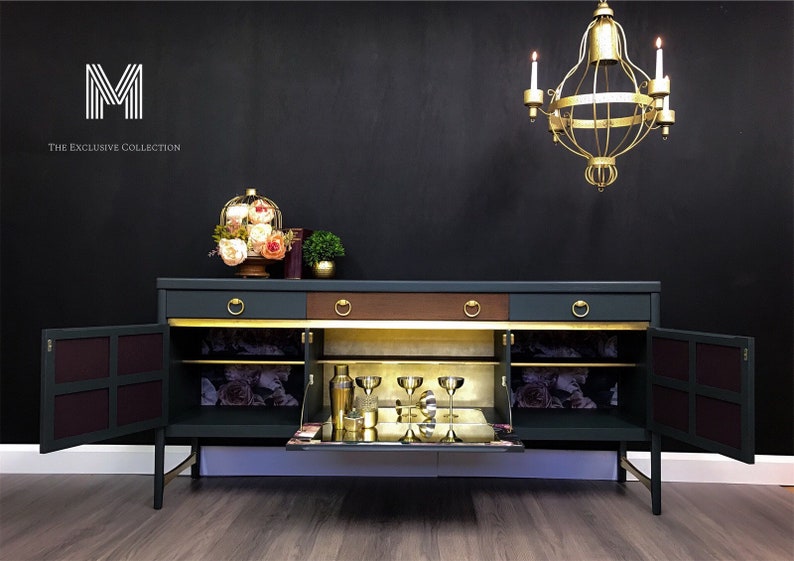 SOLD Nathan Sideboard Drinks Cabinet And Cocktail Bar 24ct Gold Exclusive Design image 4