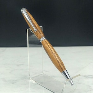 Handmade Zebrawood ballpoint pen with chrome hardware
