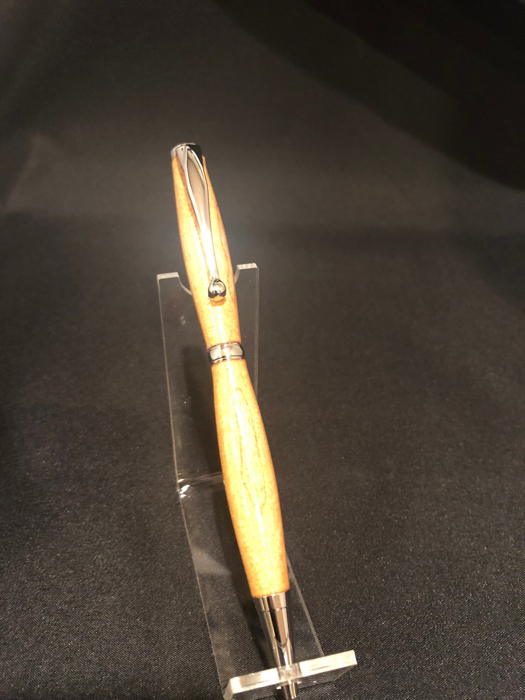 Handmade Ballpoint Pen Made With Cherry Wood and Rhodium Etsy UK