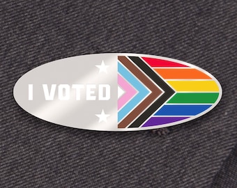 I Voted Pin Progressive Rainbow PRIDE Edition -- Hard Enamel Pin -- Progressive Rainbow Enamel Pin