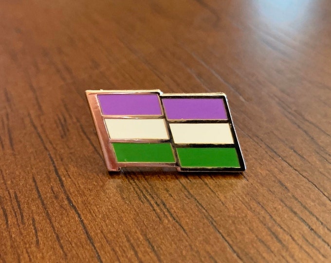 Genderqueer Pride Pin -- Genderqueer Flag Pin -- Cloisonne Enamel Pin