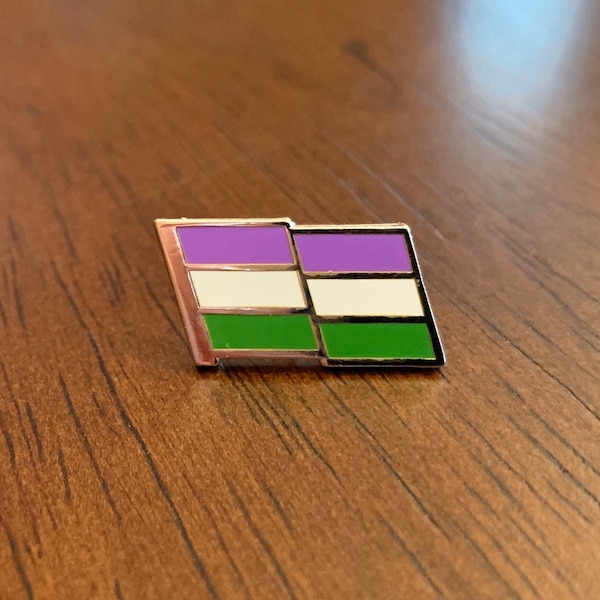 Genderqueer Pride Pin -- Genderqueer Flag Pin -- Cloisonne Enamel Pin