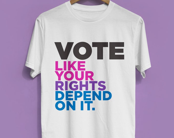 Bi Pride Vote Shirt (multiple colors available) - Unisex Crew Neck T-shirt - Bisexual Pride Flag Shirt