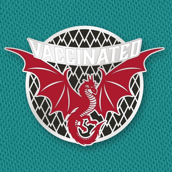 Vaccinated Pin: Dragon Edition - Hard Enamel Pin - Vaccine Pin - Dragon Pin