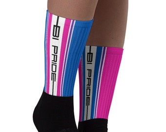 Bi Pride Socks - Racing Stripe Edition - Bisexual Pride Flag