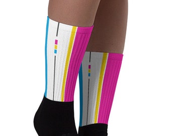 Pan Pride Socks - Racing Stripe Edition - Pansexual Pride Flag Socks