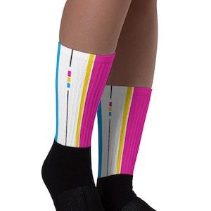 Pan Pride Socks Racing Stripe Edition Pansexual Pride Flag Socks image 1