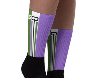 Calcetines Genderqueer Pride - Racing Stripe Edition - Bandera del Orgullo Genderqueer