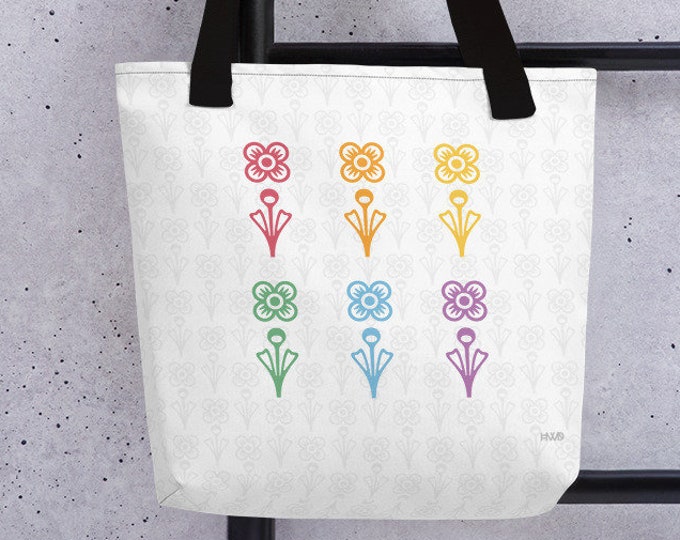 Mid-Century Modern Rainbow Flower Tote bag