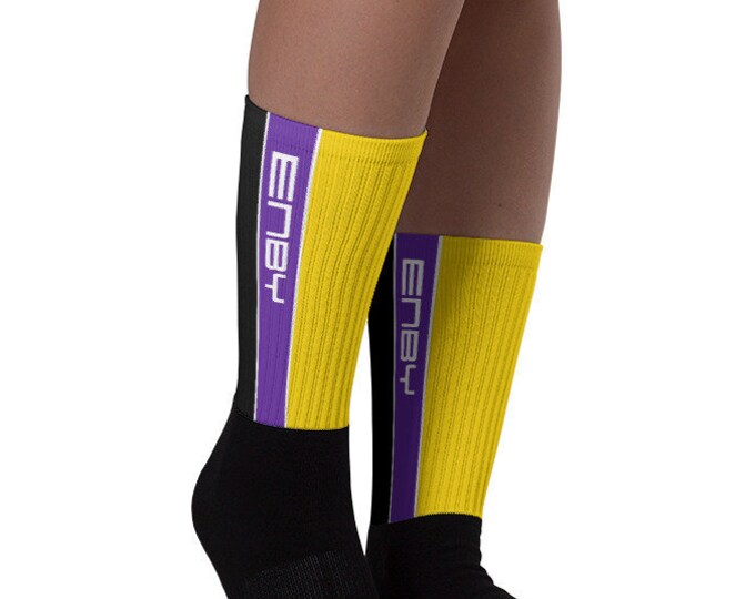 Nonbinary Pride Socks - Racing Stripe Edition