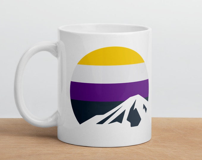 Nonbinary Mountain Mug - Nonbinary Pride Flag Mug