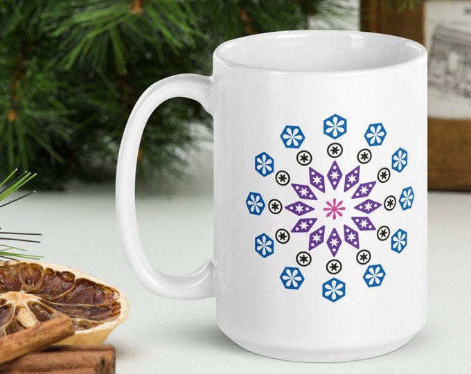 Vintage Snowflake Mug: Genderfluid Pride Edition