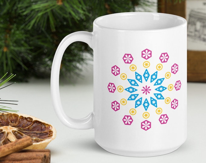 Vintage Snowflake Mug: Pansexual Pride Edition