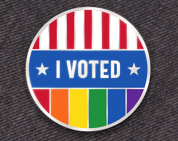 I Voted Pin: Rainbow PRIDE Edition -- Hard Enamel Pin -- Rainbow Enamel Pin