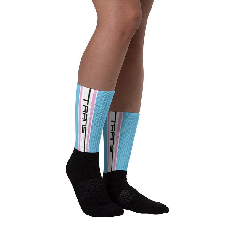 Trans Pride Socks Racing Stripe Edition Transgender Pride Flag image 1