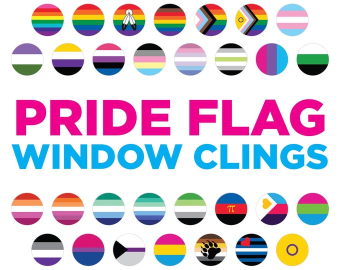 LGBTQ+ Pride Flag Window Clings