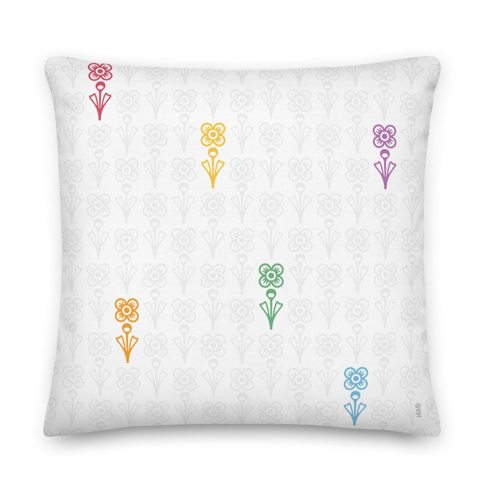 Mid-Century Modern Rainbow Flower Pillow