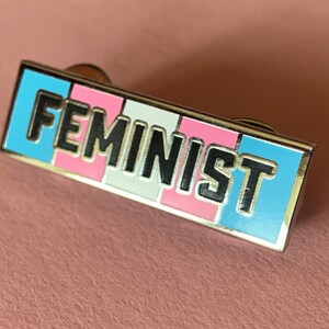 Feminist Trans Flag Pin Hard Enamel Pin Transgender Pride Pin Pink, Blue, White, pin image 2