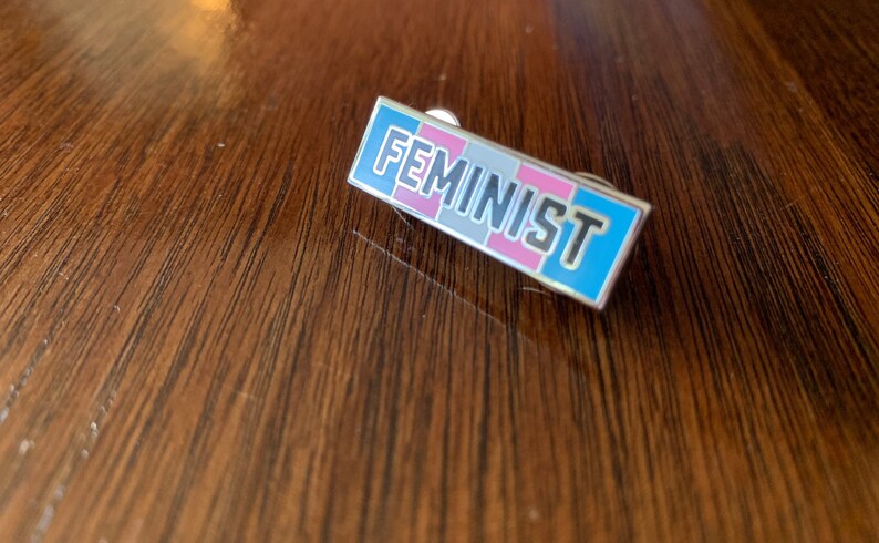 Feminist Trans Flag Pin Hard Enamel Pin Transgender Pride Pin Pink, Blue, White, pin image 6