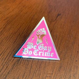 Be Gay Do Crime Pin Pink Triangle Pin Hard Enamel Pin image 6