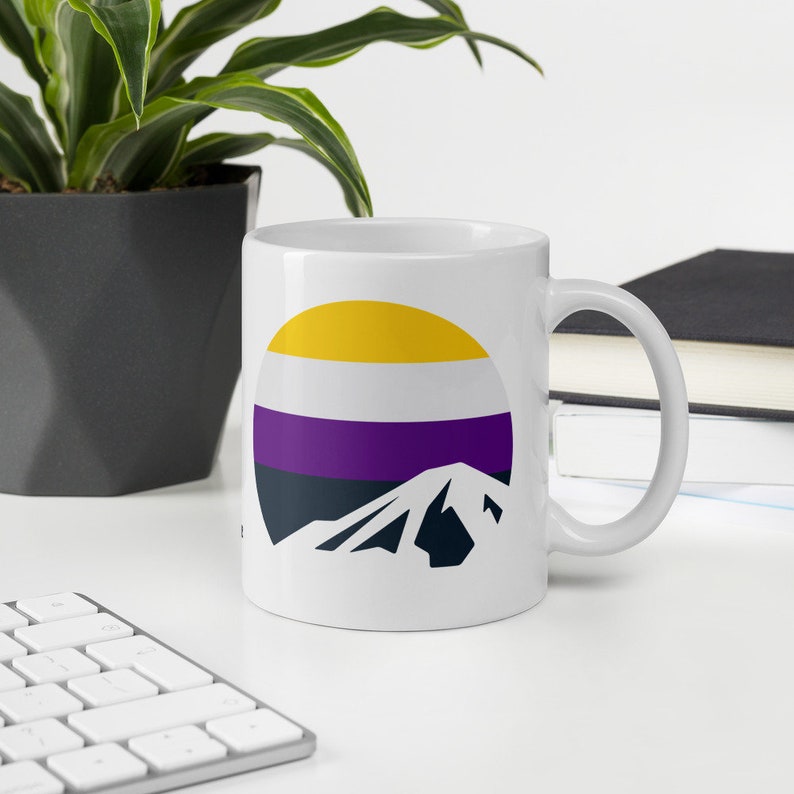 Nonbinary Mountain Mug Nonbinary Pride Flag Mug image 4