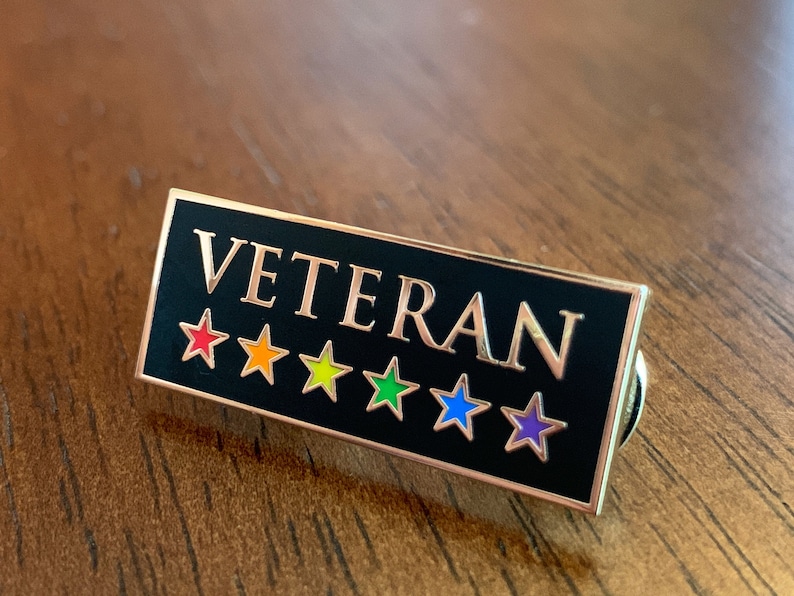 LGBT Veteran Pin Rainbow Veteran Pin Hard Enamel Pin LGBTQ Pride Pin image 1