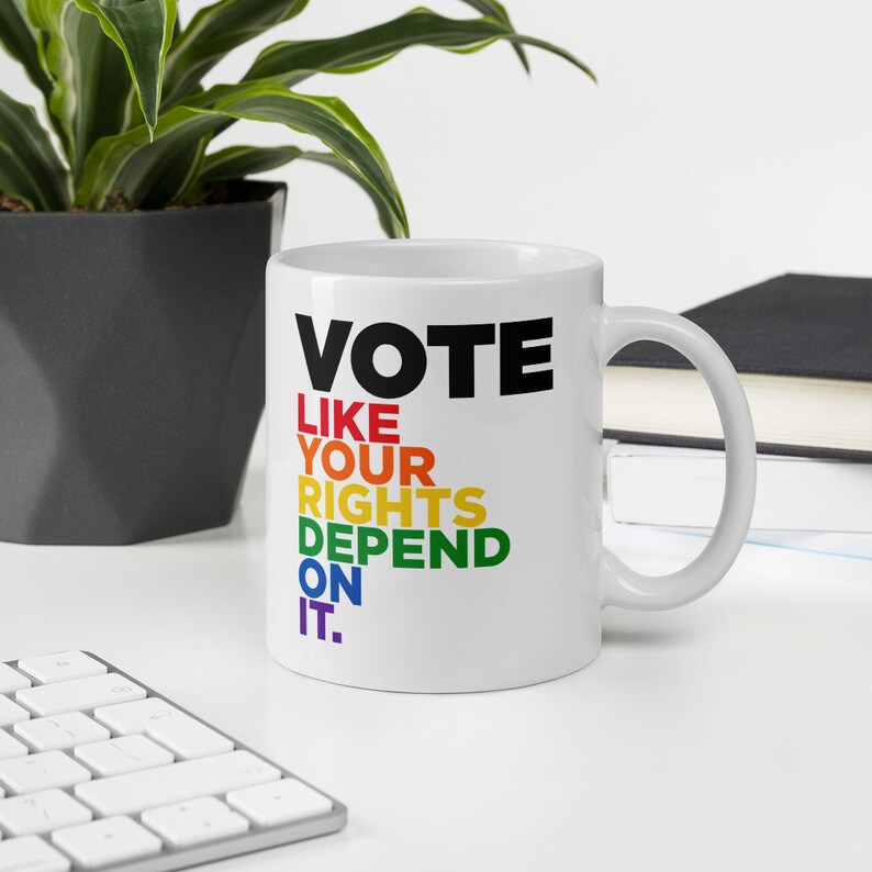 LGBTQ Vote Mug Vote like your rights depend on it Rainbow Pride Mug image 5