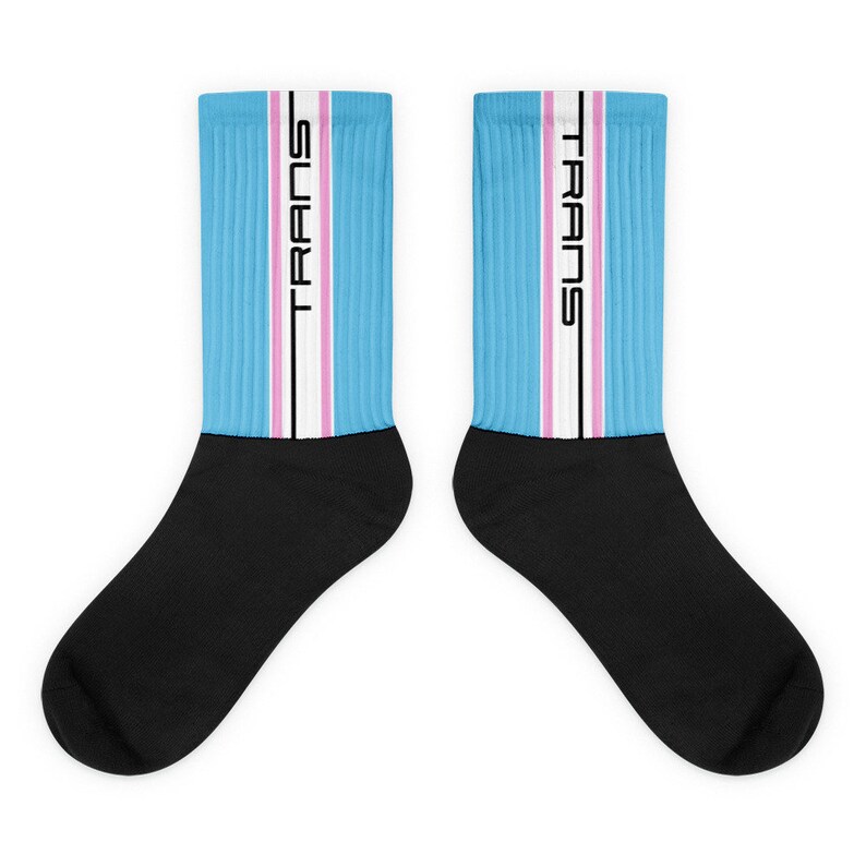 Trans Pride Socks Racing Stripe Edition Transgender Pride Flag image 3