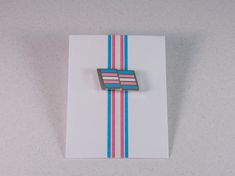 Trans Pride Pin Hard Enamel Trans Pride Lapel Pin Transgender Pride Flag Pin image 3