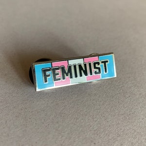 Feminist Trans Flag Pin Hard Enamel Pin Transgender Pride Pin Pink, Blue, White, pin image 5