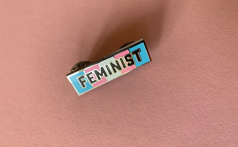 Feminist Trans Flag Pin Hard Enamel Pin Transgender Pride Pin Pink, Blue, White, pin image 7