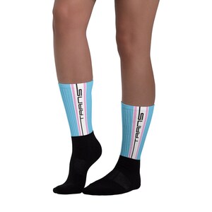 Trans Pride Socks Racing Stripe Edition Transgender Pride Flag image 2